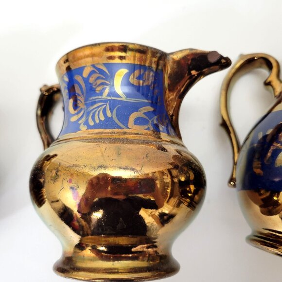 Antique Lusterware Jug Collection Copper Luster Lot of Four - Picture 9 of 12